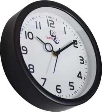 Dice Analog 18 cm X 4 cm Wall Clock  (Black, With Glass)