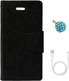 DMG Mercury Goospery Case Fancy Diary Flip Wallet Cover for Apple iPhone 5 + 3.5mm Dust Jack + Data Cable